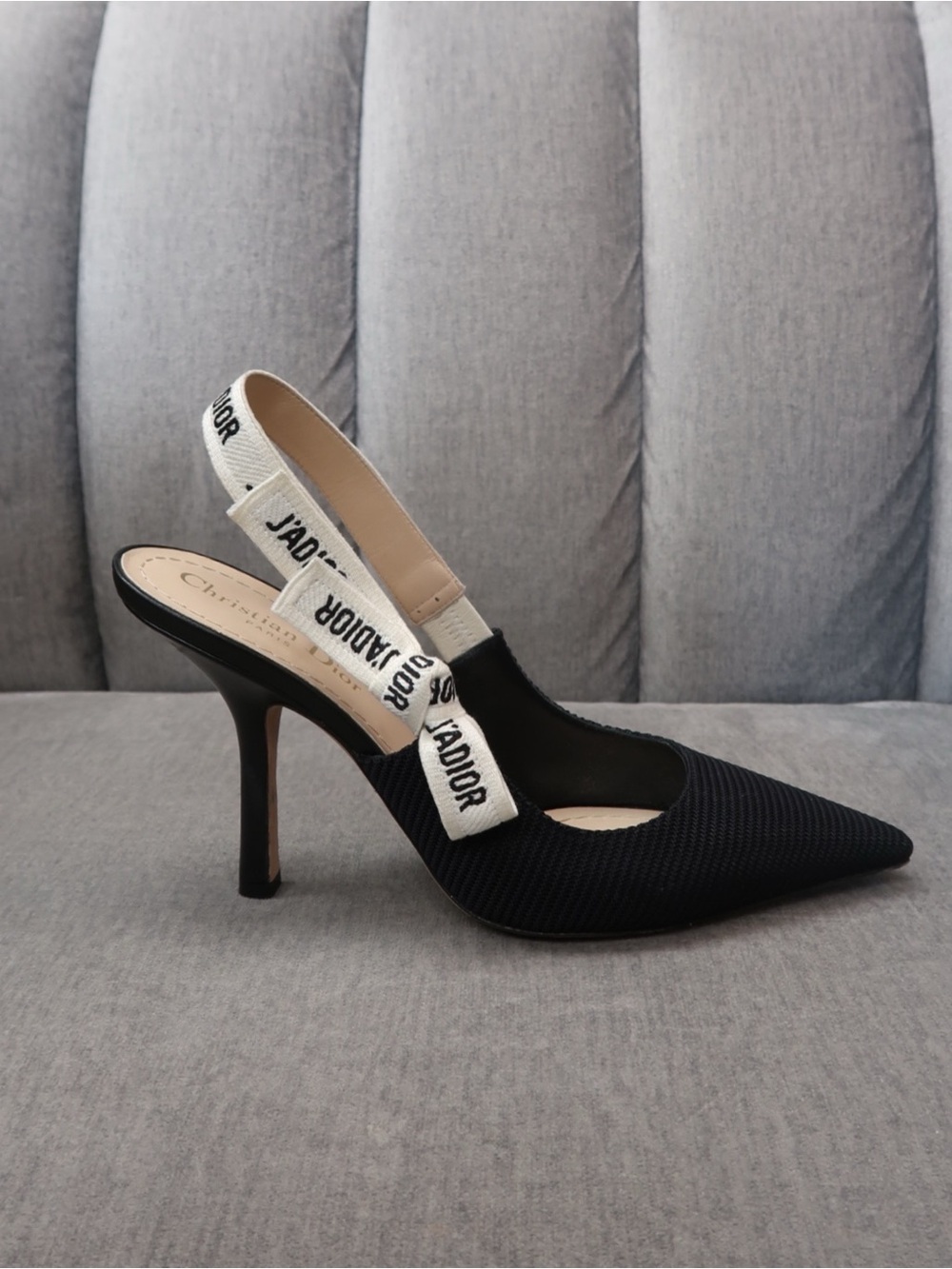 Dior Black Pointed J'Adior Slingback Heels